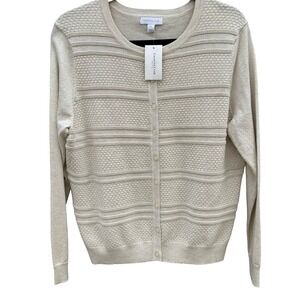 Charter Club Gold Dust Metallic Shimmer Party Knit Cardigan‎ Sweater PXL NEW